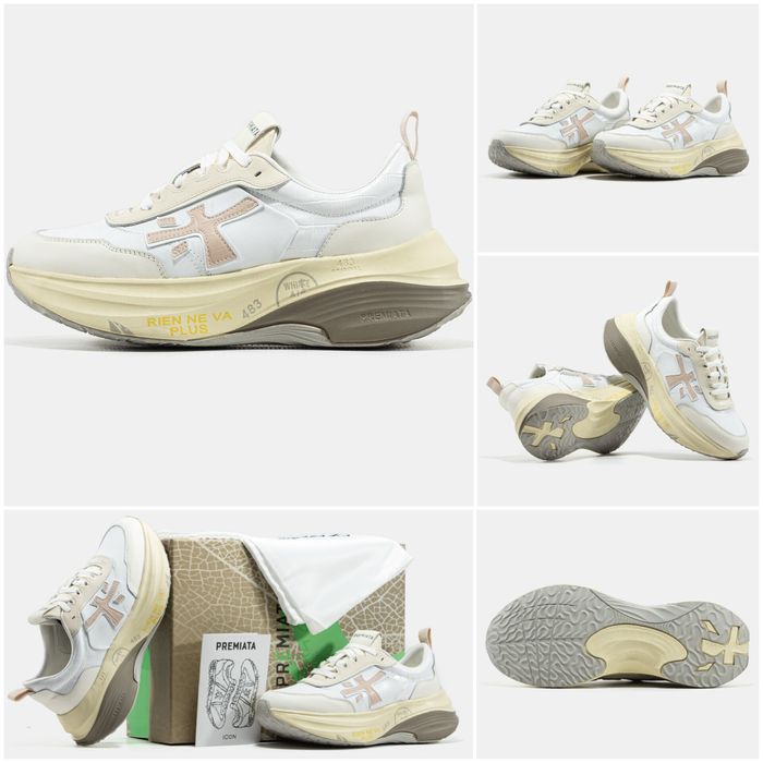 р36-41 Кросівки Premiata Hill Black Beige White Leopard