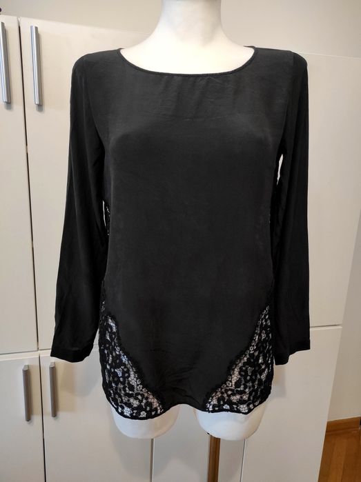 Bluzka Club Monaco S jedwab czarna koronkowa