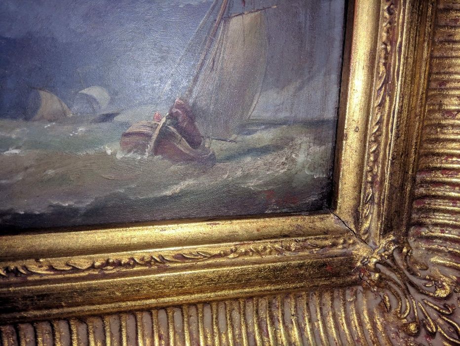 Quadro Mar Agitado Óleo Sobre Madeira