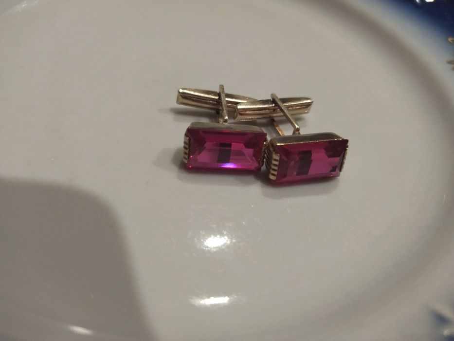 Запонки серебро позолота 875 звезда СССР.