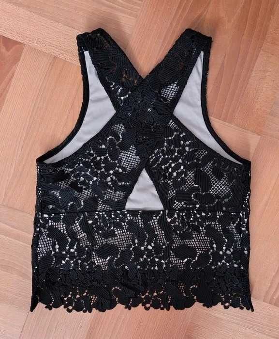 Modny czarny top bluzka koronkowa must have