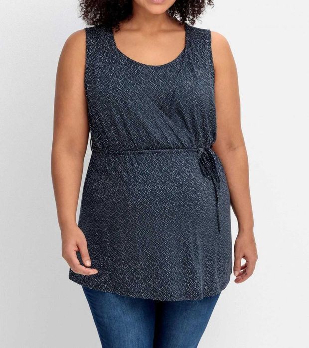 Damska bluzka ciążowa 2w1 okrągły dekolt Nocny błękit Rozmiar 56 Nowa