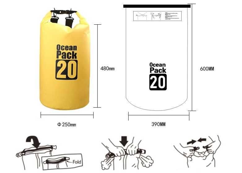 Worek wodoszczelny na kajak plażę wodoodporny plecak torba 20l