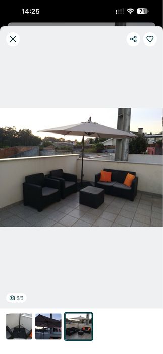 Guarda sol grande com manivela + 4 bases betão 25 kgs cada