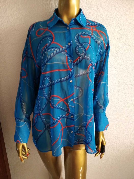 Camisa Colorida Azul Cordel Zara S