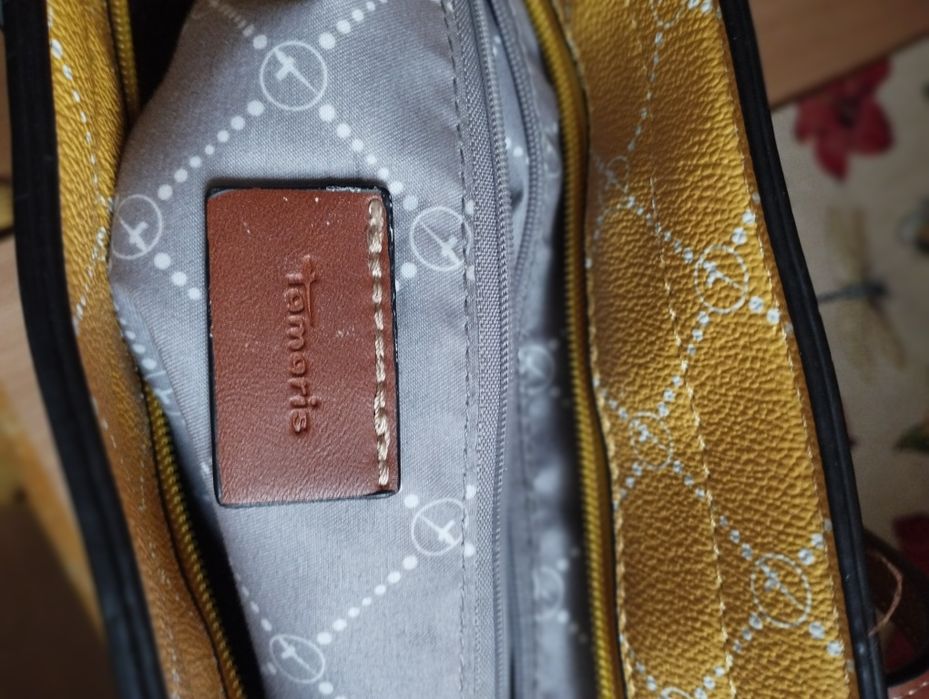 Nowa torebka ze skóry ekologicznej żółta firmy Tamaris