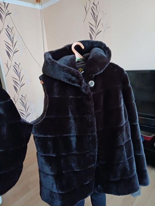 Шуба трансформер з екохутра темнокоричнева (НОВА)