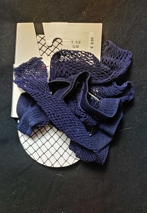 Rajstopy kabaretki Calzedonia S M • granatowe • duże oczka • nowe