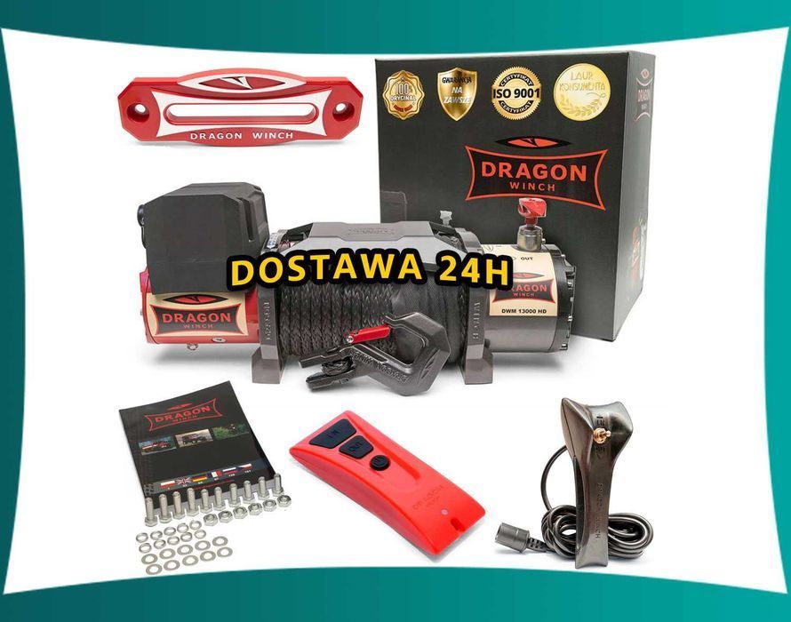 Wyciągarka Dragon Winch Maverick DWM 13000 HD 12V 24V lina syntetyczna wciągarka laweta