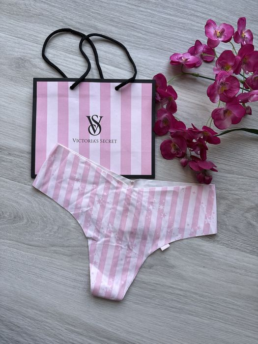 Różowe stringi bezszwowe w paski Victoria’s Secret