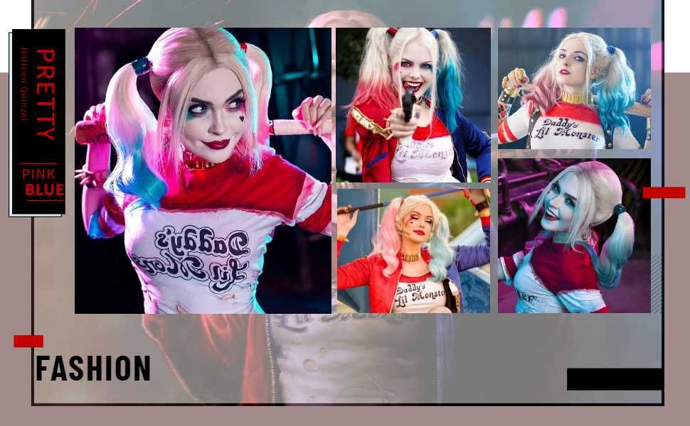 Kostium Harley Quinn Suicide Squad Karnawał Cosplay Zestaw 8 element M