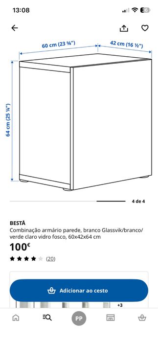 Estante | Vitrine | Módulo Besta com porta Glassvik branco e transparente