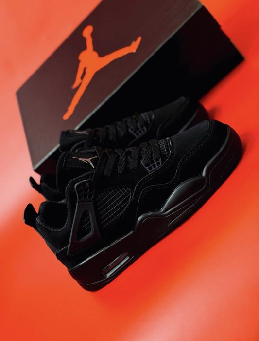 Jordan 4 all black nubuk кроссовки летние джордан 4 нубук