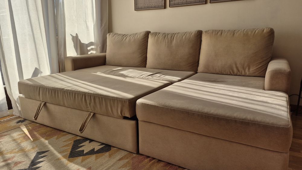 Sofá-cama com tecido anti-gato