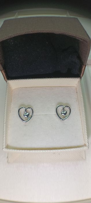 NOWE srebrne 925 sztyfty kolczyki serca serduszka