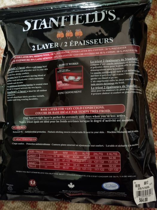 Термобілизна термопідштаники Stanfields Канада, М/М