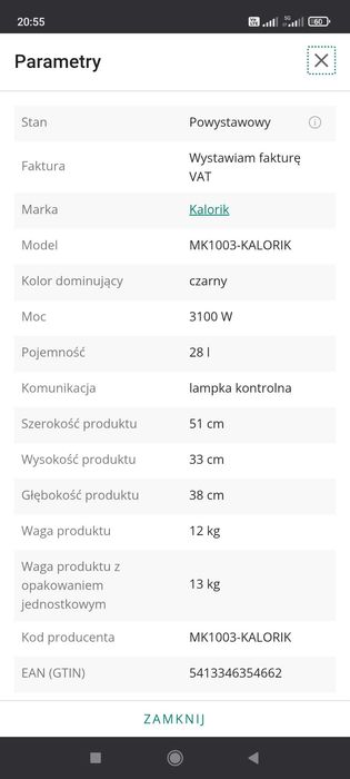 Mini piekarnik Kalorik MK1003-KALORIK