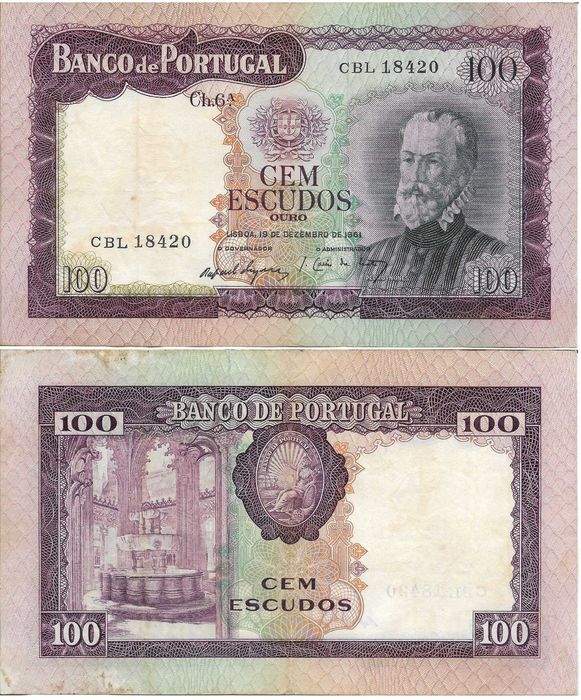 Nota de 100 Escudos Chapa 6A de 19 de Dezembro de 1961