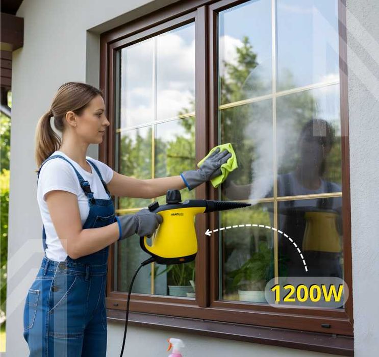 Parownica Ręczna Myjka Parowa 1200W Do Fug Gresu Okien Glazury OKAZJA