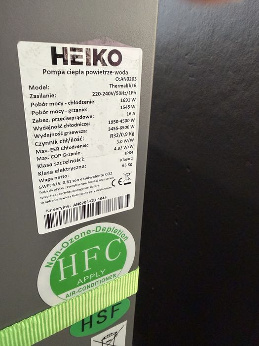 Pompa ciepła heiko 6kw nowa