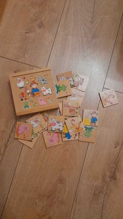 Drewniana gra memory pamięć. 18 elementów