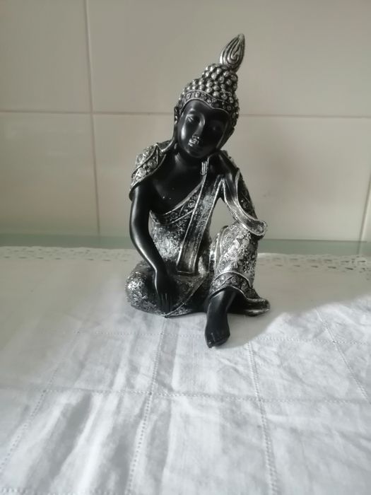 Budas decorativos preto e patiado+Base rotativa para TV ou computador,