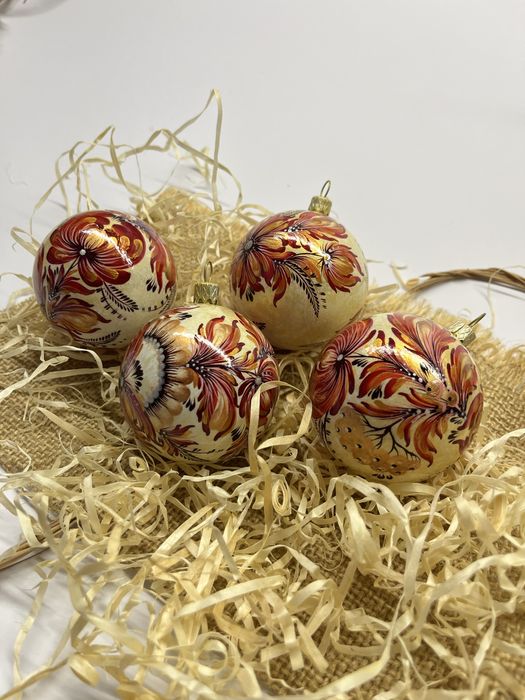 Набір куль ручної роботи з петриківським розписом