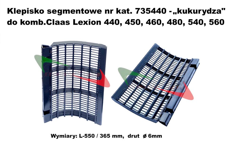 Klepisko segment zboż, na drucie fi 4 mm. Lexion nr.757440 i kukurydza