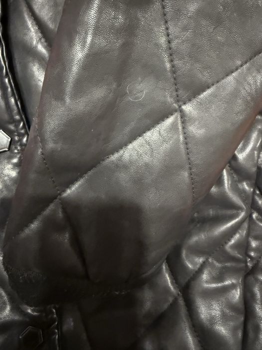 Пальто пуховик кожа