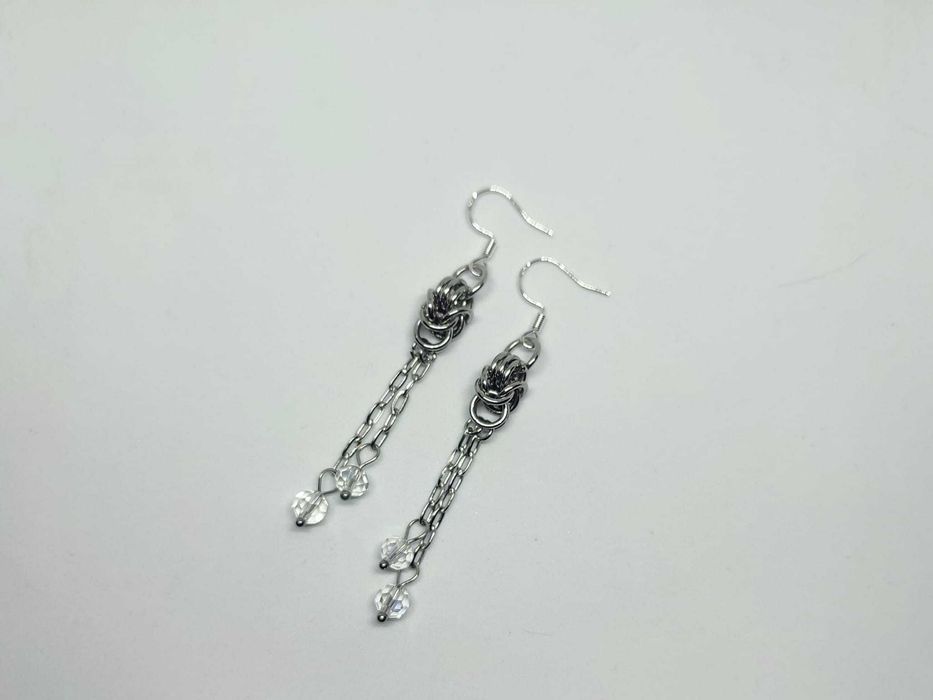 Długie kolczyki chainmail – elegancka stal chirurgiczna & srebro 925