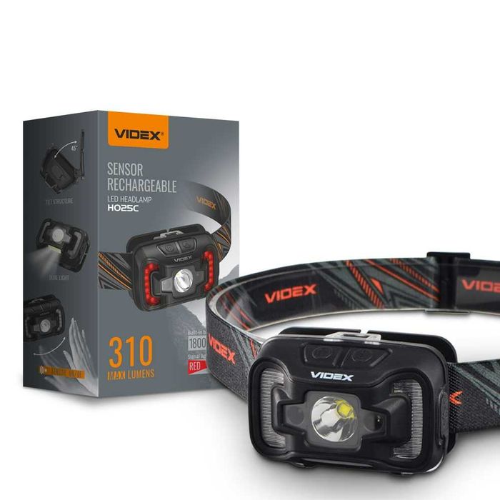 VIDEX VLF-H025C 310Lm налобний акумуляторний ліхтарик; На сто, рибалку, в гори. Відекс 025 на голову. Недорогий, якісний ліхтар з червоним та датчиком
