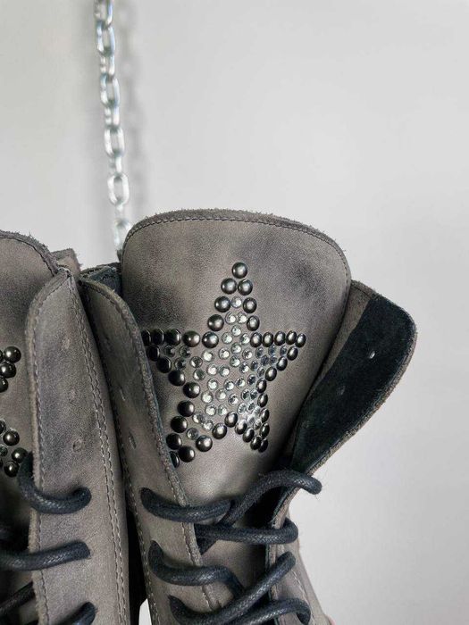 Жіночі високі сірі шкіряні ботинки черевики l'idea lidea leather