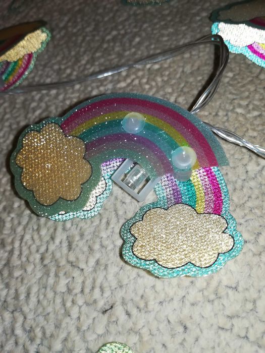 Lampki chmurki, tęcza, dziecięce, łańcuch, girlanda