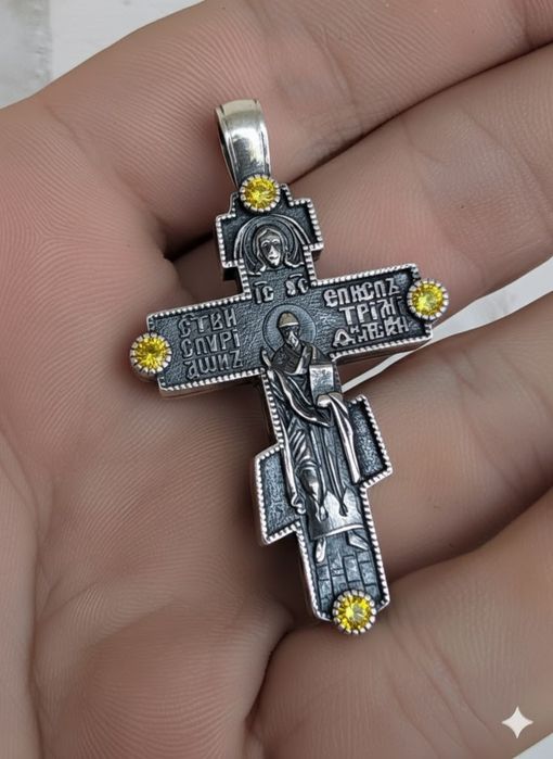 Срібний хрестик з фіонітами срібло серебро серебряний крестик  925