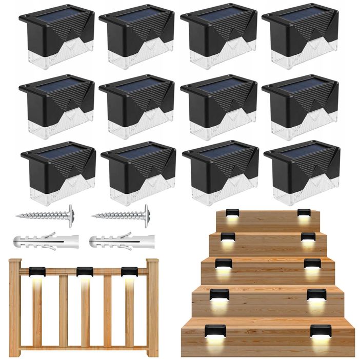 LAMPKI Solarne OGRODOWE Lampa Solarna LED Na Taras Schody x 12 sztuk