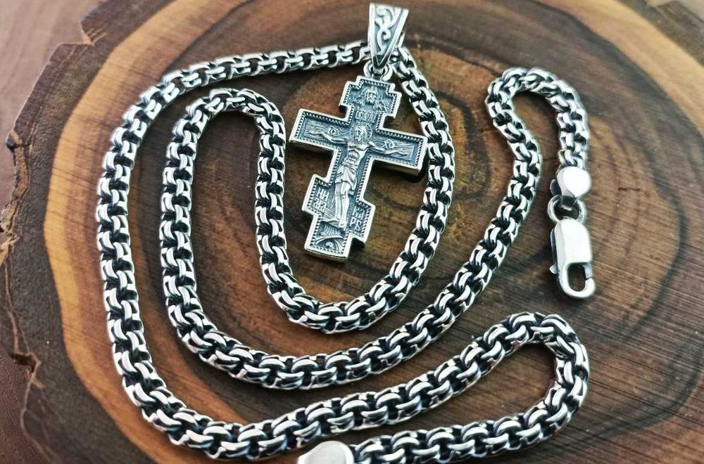 Срібний Ланцюг Бісмарк хрест Архангел Михаїл. Цепь Бисмарк крест Иисус