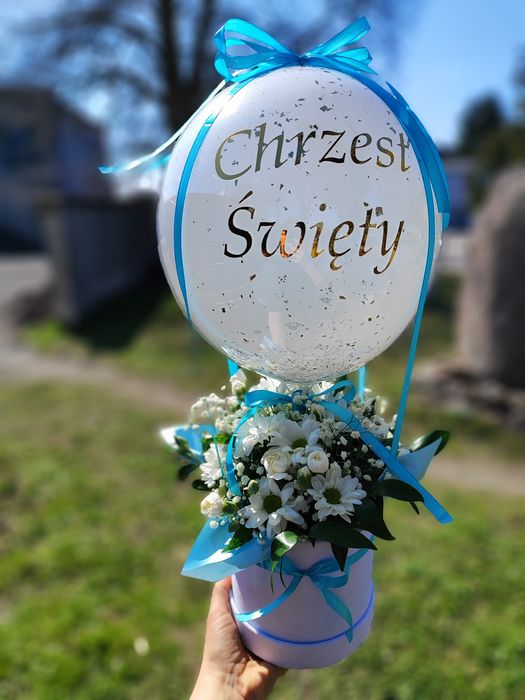 Balonbox flowerbox balonowy prezent urodziny chrzest komunia 18 roczek