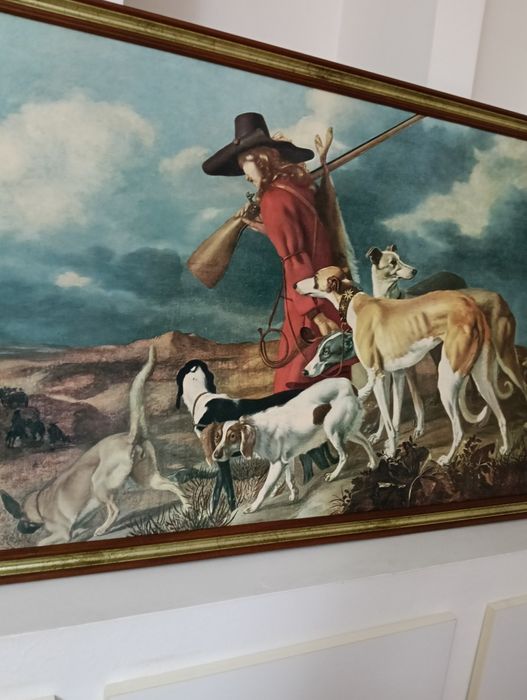 Quadro réplica de Adriaen Carnelisz Beeldemaker com moldura em madeira