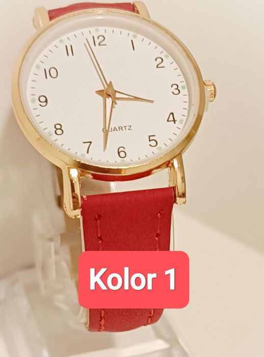 Nowy damski zegarek z nową baterią w różnych kolorach paska. .