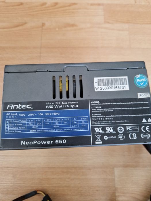 ANTEC 650W Блок живлення 6+8(6+2)відеокарта Стан гарний