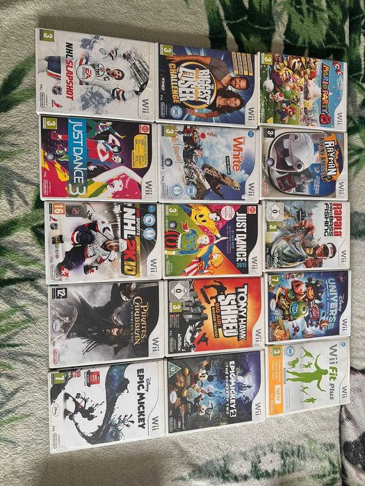 Konsola Nintendo Wii gry + kontrolery + wędka, sensor mikrofon