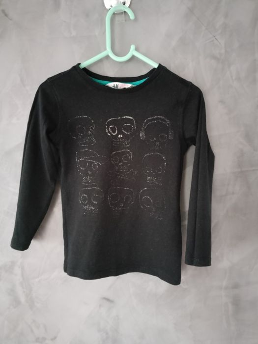 Koszulka długi rękaw 98/104 H&M czaszka