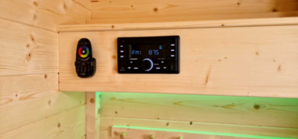 sauna ogrodowa piec harvia , opalany od wewnątrz, sauna + przedsionek