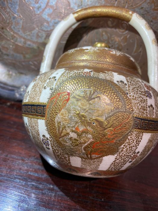 Bule Porcelana Japonesa Imperial Ouro Fino 11,5 cm Séc XIX Museu