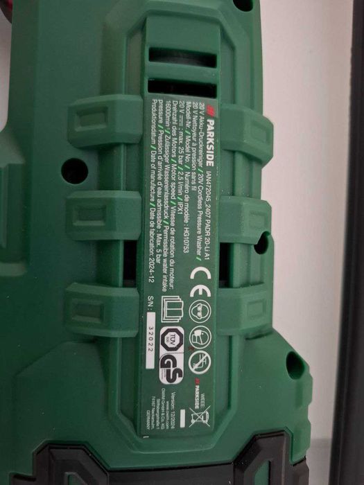 Акумуляторна мийка високого тиску Parkside PDRA 20-Li A1 Для Авто Мото