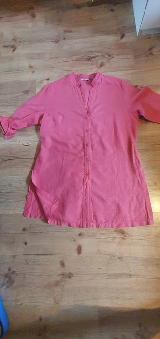 Koszula len dluga z rozporkami L