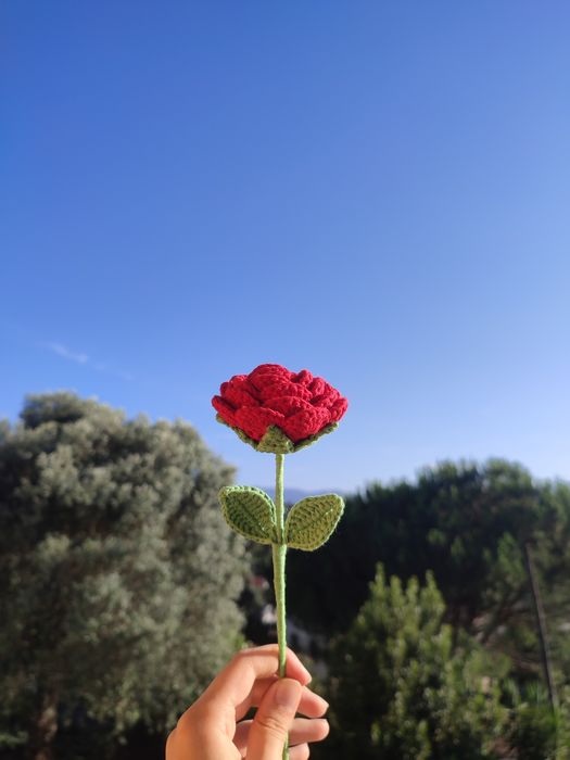 Rosa de crochê cores variadas feito à mão