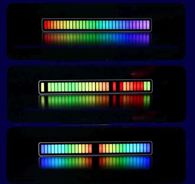 Equalizer RGB 40 LED migający w rytm muzyki na akumulator + aplikacja