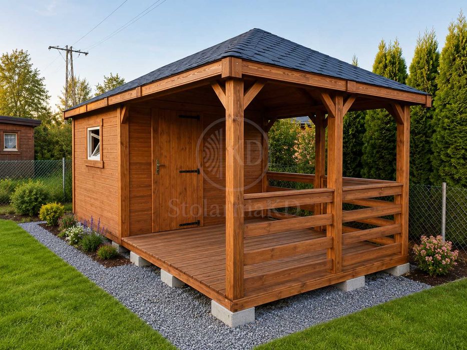 Altana ogrodowa z domkiem 3x6 m – drewniana, na wymiar, producent
