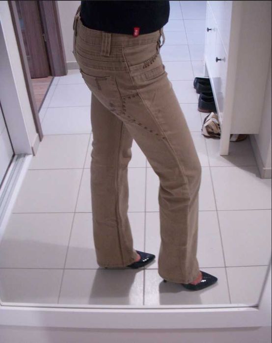 Spodnie jeansowe khaki biodrówki 36 S